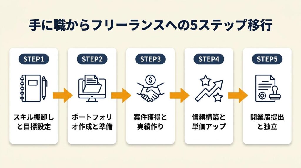 手に職からフリーランスは5ステップで移行できる