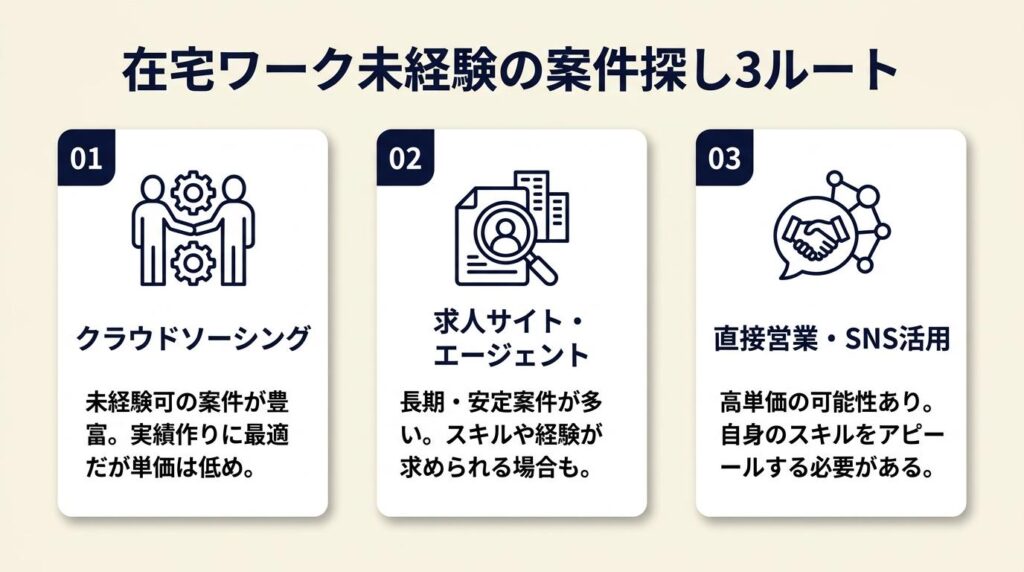 在宅ワーク未経験は3ルートで案件を探す
