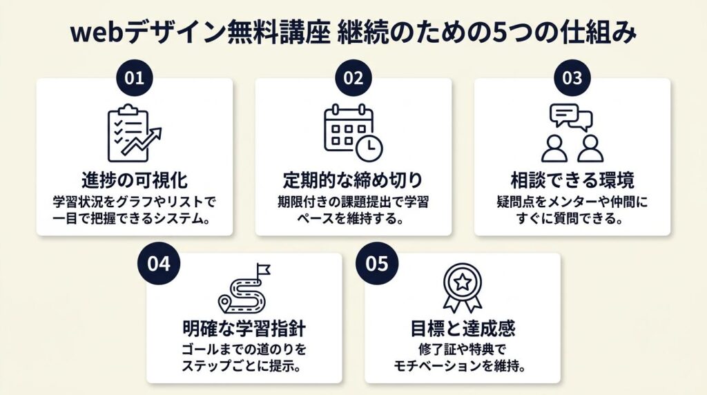 webデザイン無料講座は5つの仕組みで継続