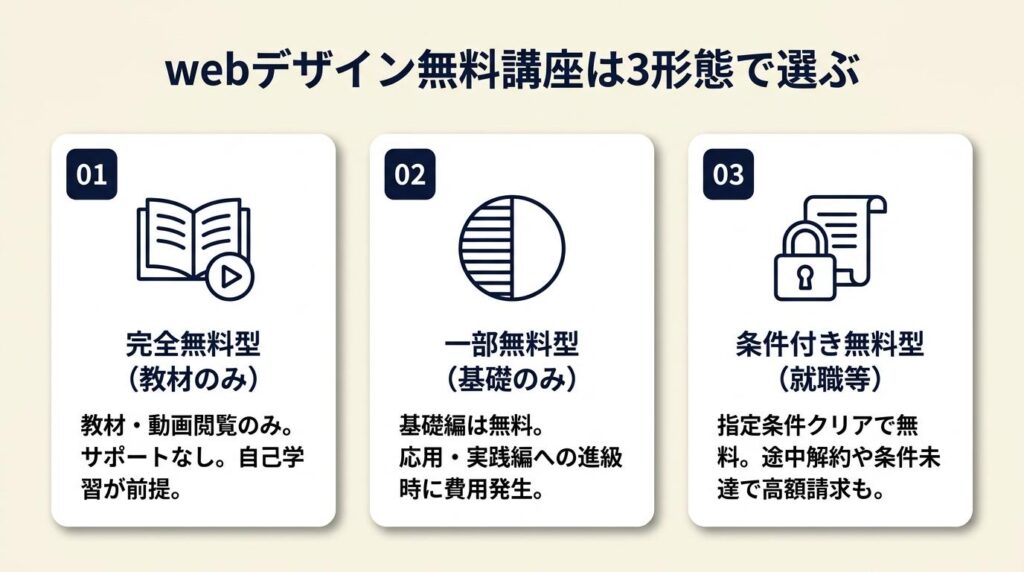 webデザイン無料講座は3形態で選ぶ