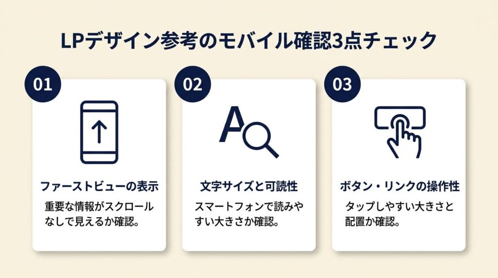 LPデザイン参考のモバイル確認は3点チェック