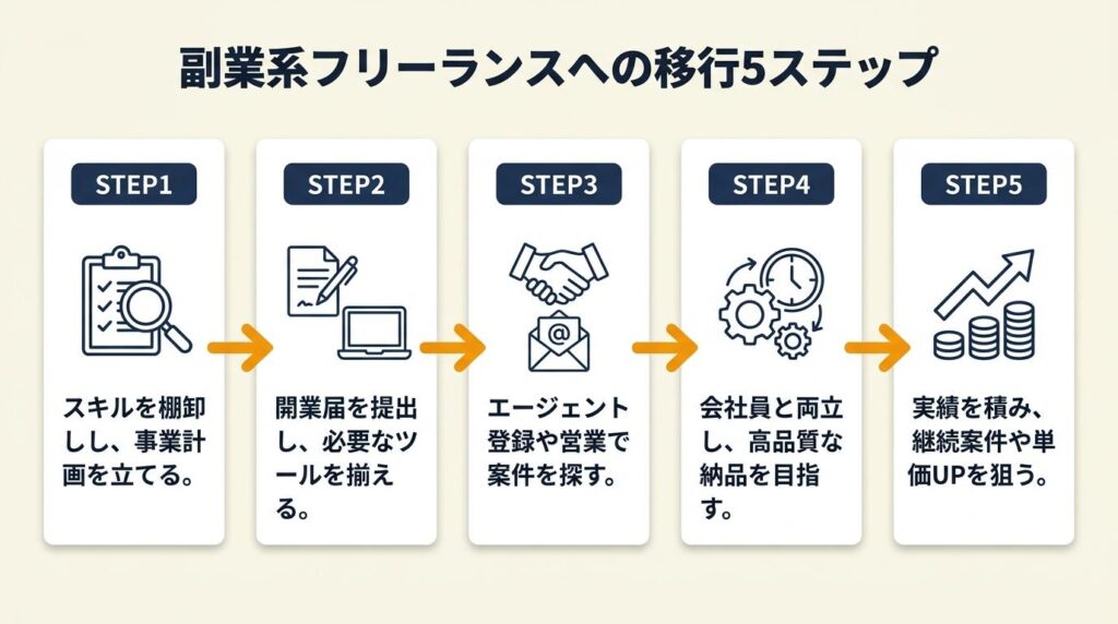 副業系フリーランスへの移行は5ステップ