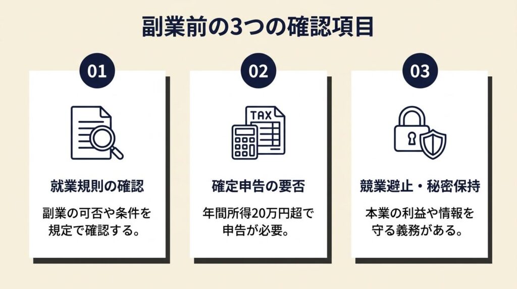 副業申告と就業規則は3項目で確認