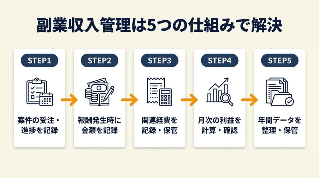 副業収入管理は5つの仕組みで解決