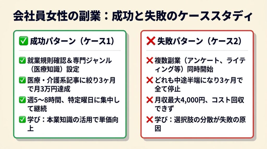 ケーススタディは2パターンで比較