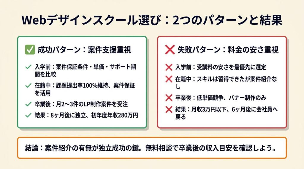 Webデザインスクール選びは2パターンで結果が変わる