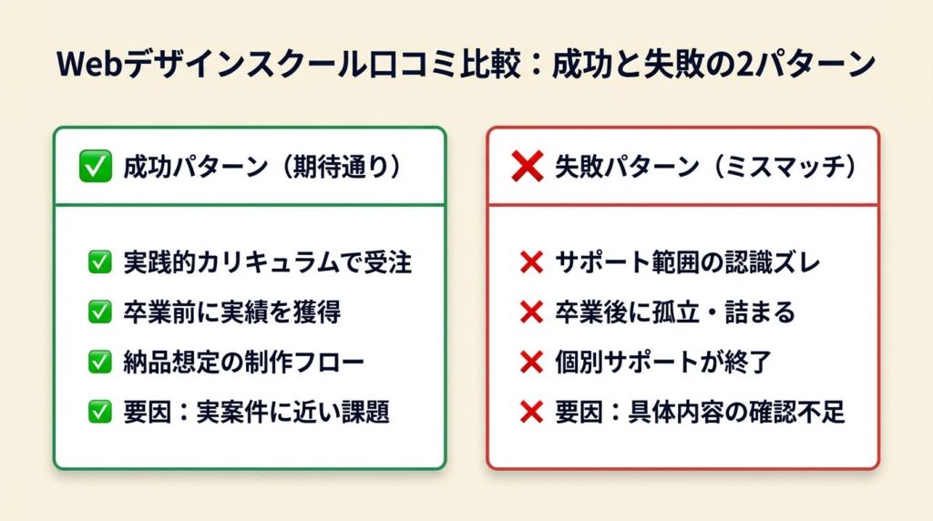 webデザインスクール口コミは2パターンで比較