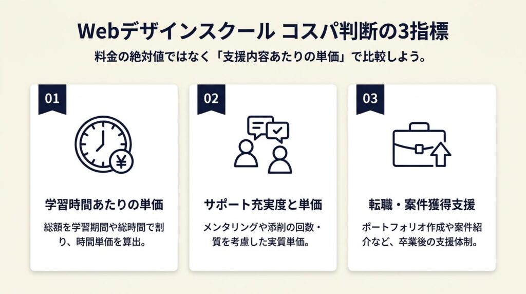 webデザインスクール口コミから見るコスパは3指標