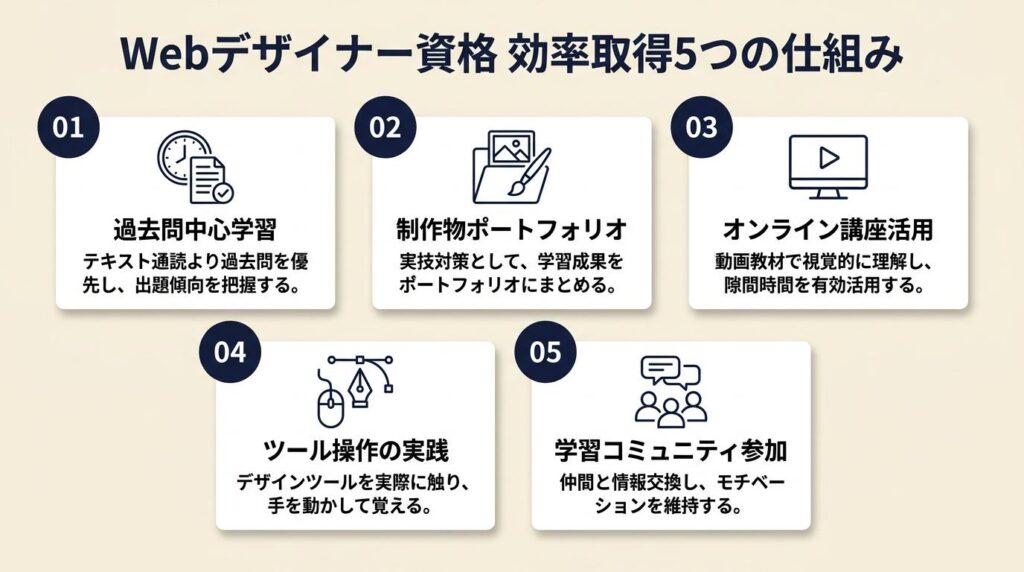 webデザイナー資格は5つの仕組みで効率取得