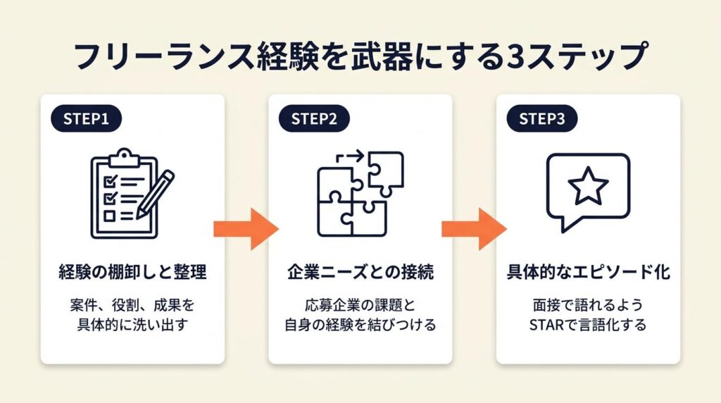 フリーランス経験を武器にする3ステップ