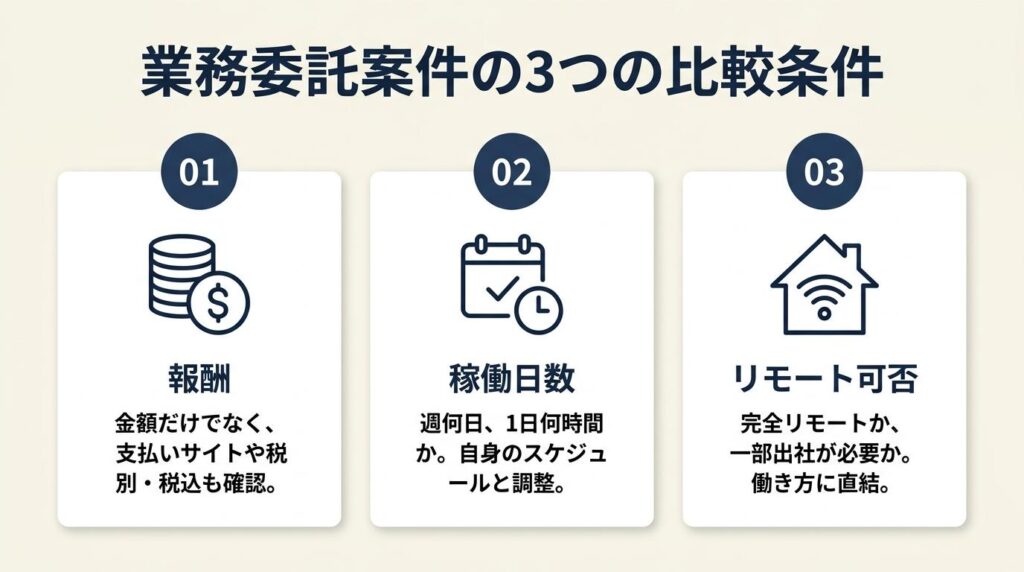 業務委託案件は3条件で比較する