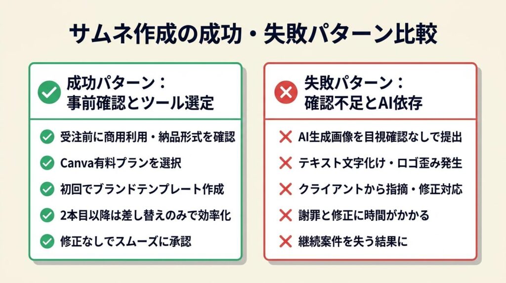 サムネ作成は2パターンで比較