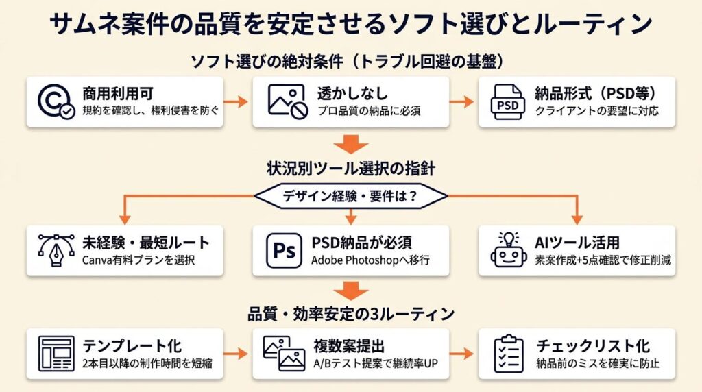 サムネ作成ソフトを3条件で選んで案件品質を安定させる