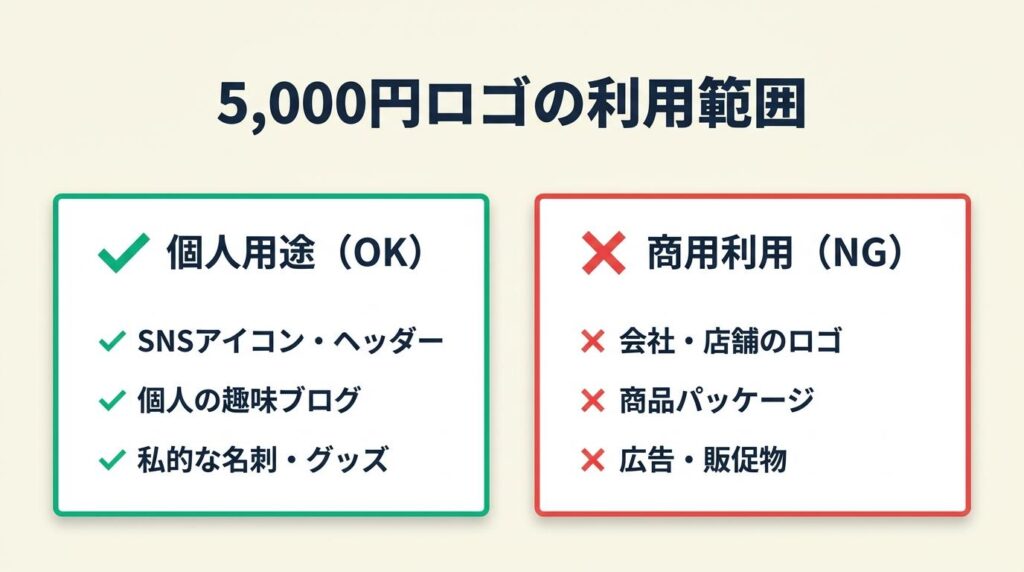 5,000円ロゴは個人用途に限定