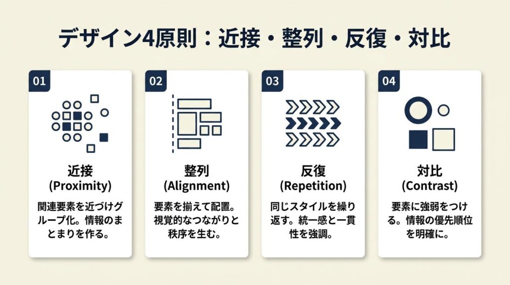 デザイン4原則は近接・整列・反復・対比の4要素