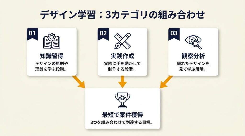 デザイン勉強アプリは3カテゴリを組み合わせる
