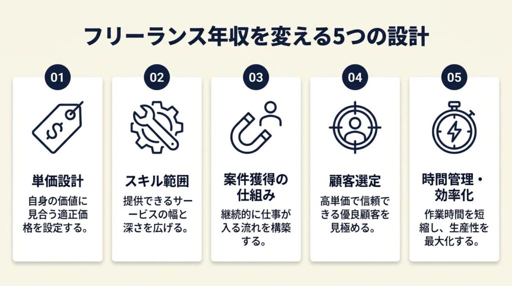 フリーランス年収は5つの設計で変わる