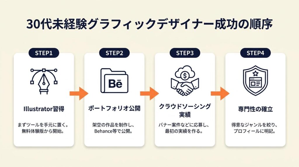 グラフィックデザイナー未経験30代は順序で決まる