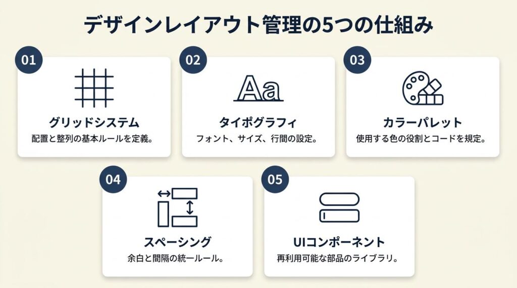 デザインレイアウトは5つの仕組みで管理
