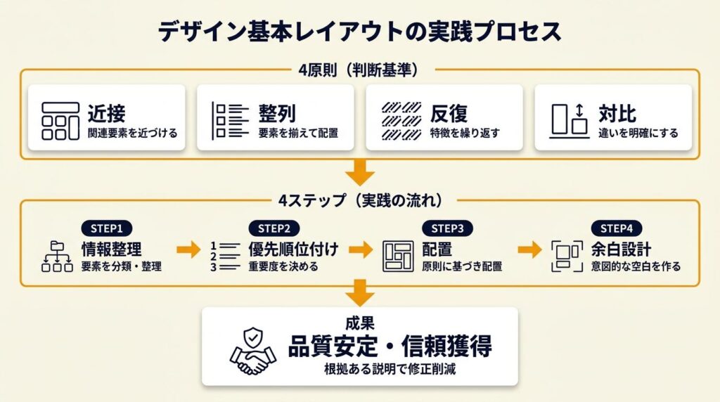 デザイン基本レイアウトを実践する：4原則で品質を安定させる