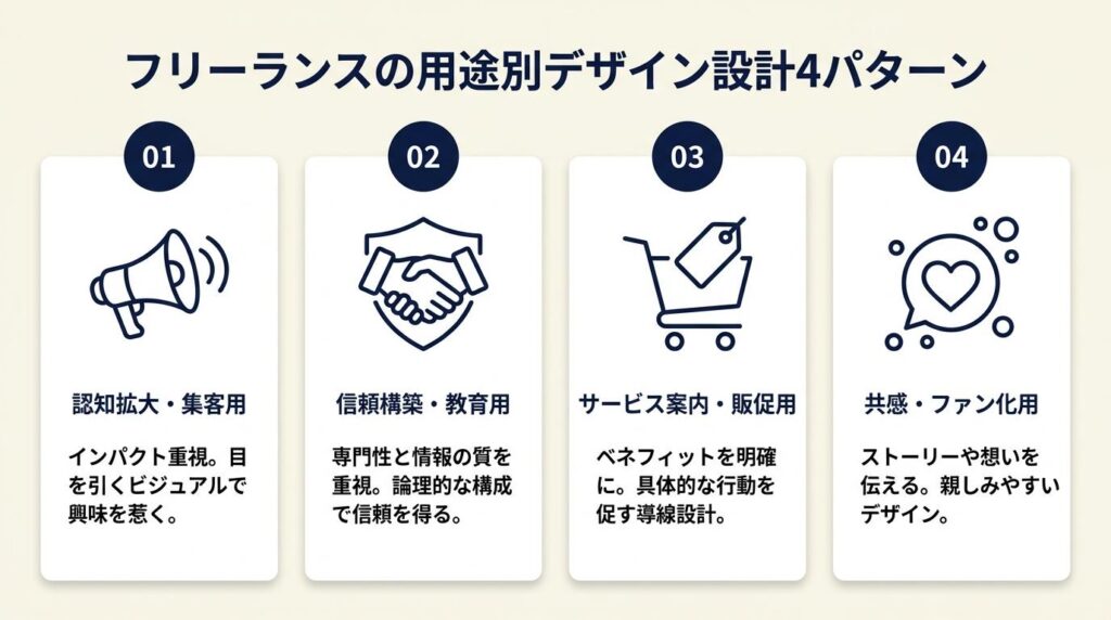 フリーランスの用途別デザイン設計は4パターン