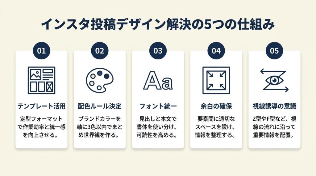 インスタ投稿デザインは5つの仕組みで解決