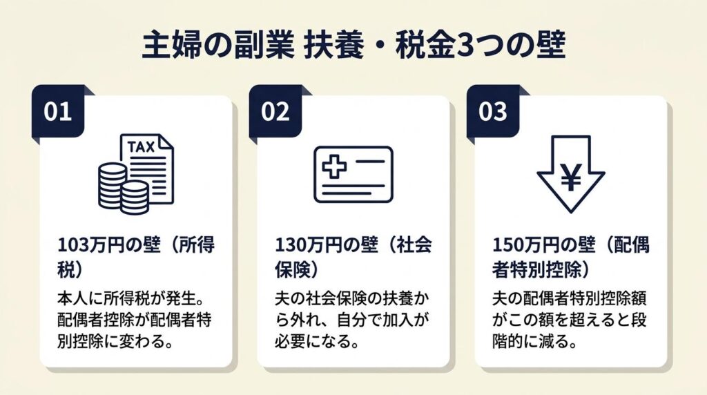 主婦の副業は扶養・税金で3点確認