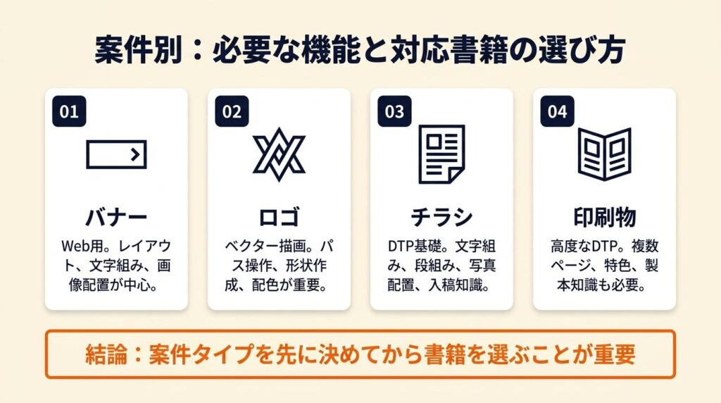 案件別で必要な機能と対応書籍
