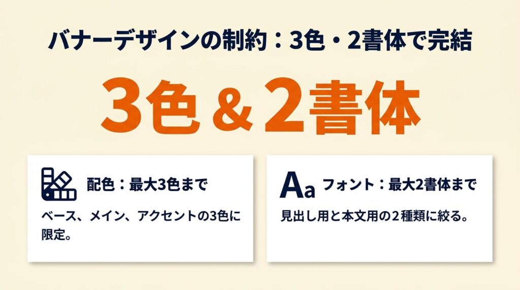 バナーの配色とフォントは3色・2書体で完結