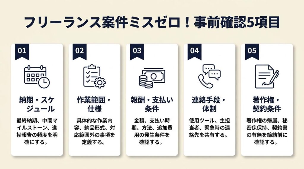 フリーランスの案件ミスは事前確認5項目でゼロにする