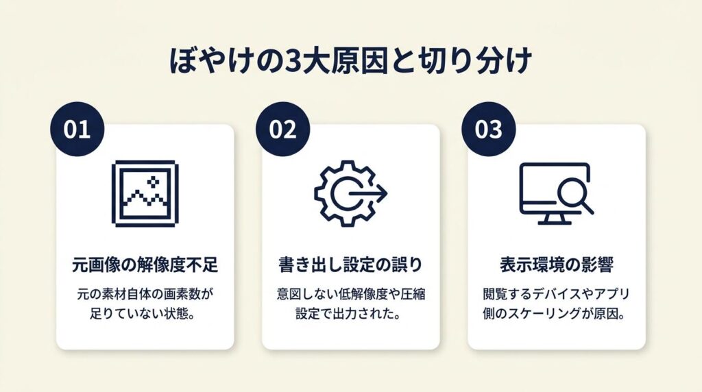ぼやけは3原因で切り分ける