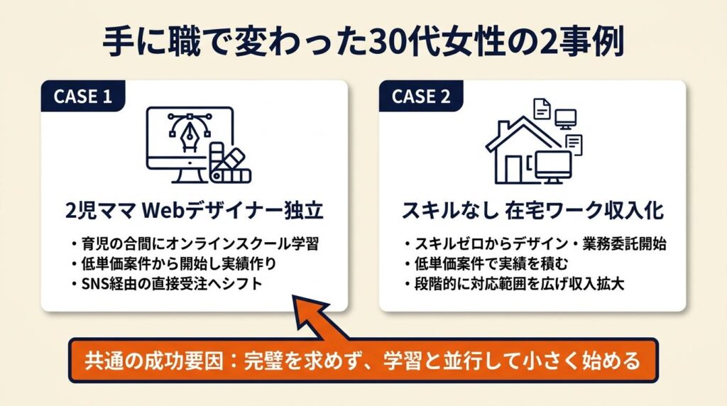 手に職で変わった 30代女性の2事例