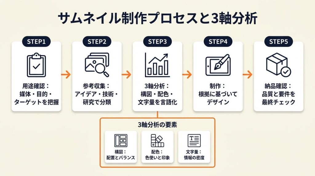 サムネイルは3軸分析で案件直結
