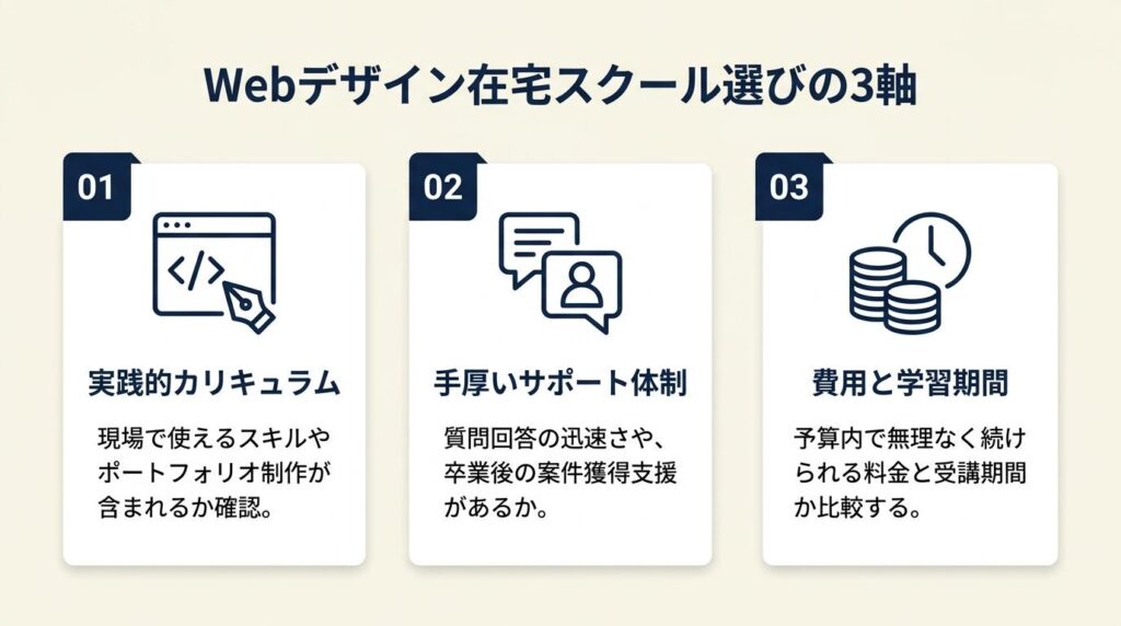 webデザイン在宅スクールは3軸で選ぶ