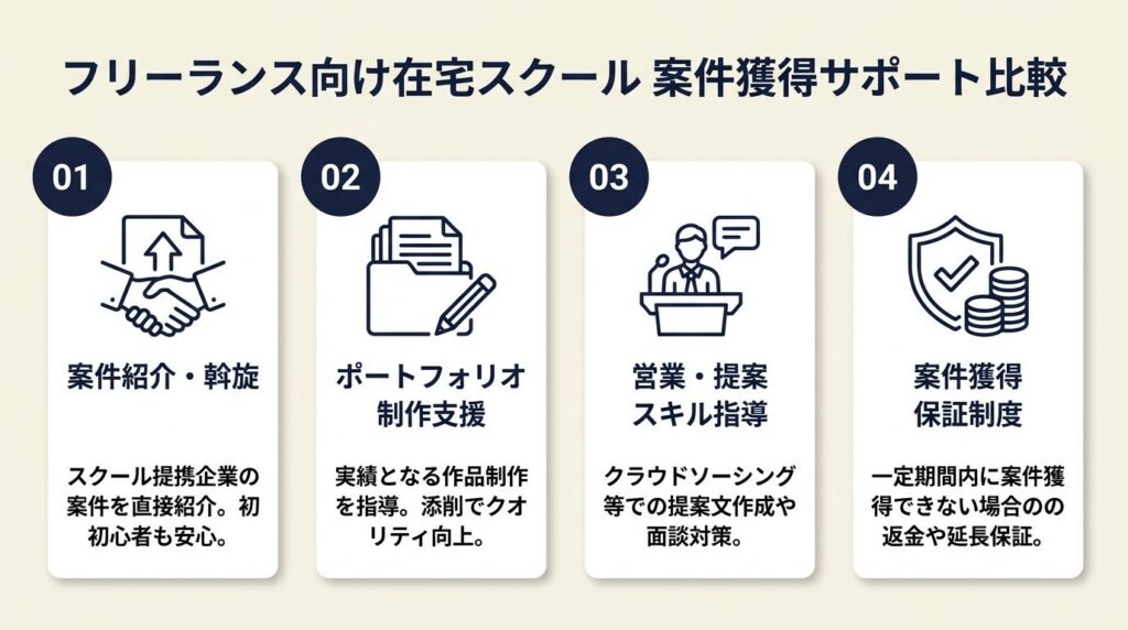 フリーランス向け在宅スクール7選の案件獲得サポート比較