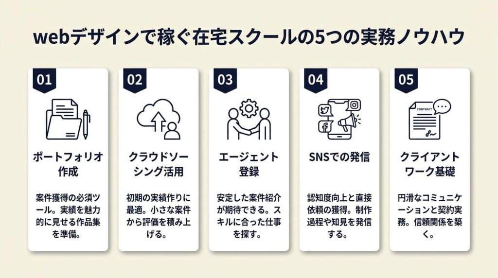 webデザインで稼ぐ在宅スクールの5つの実務ノウハウ