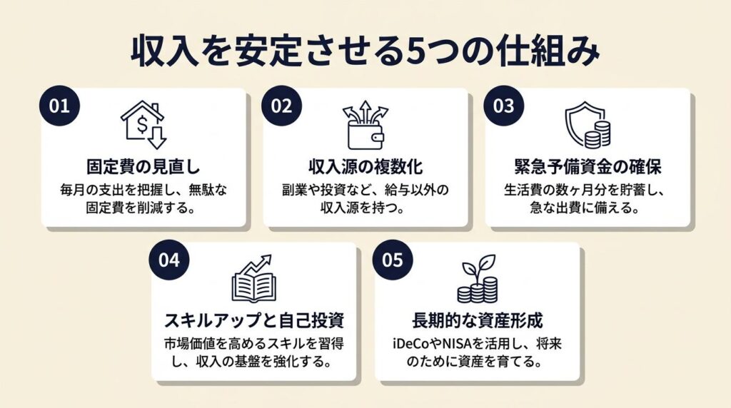 収入を安定させる5つの仕組み