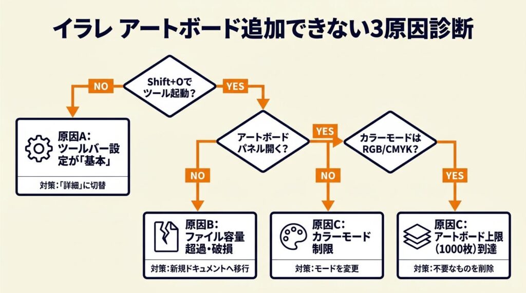 イラレ アートボード追加できない場合の3原因