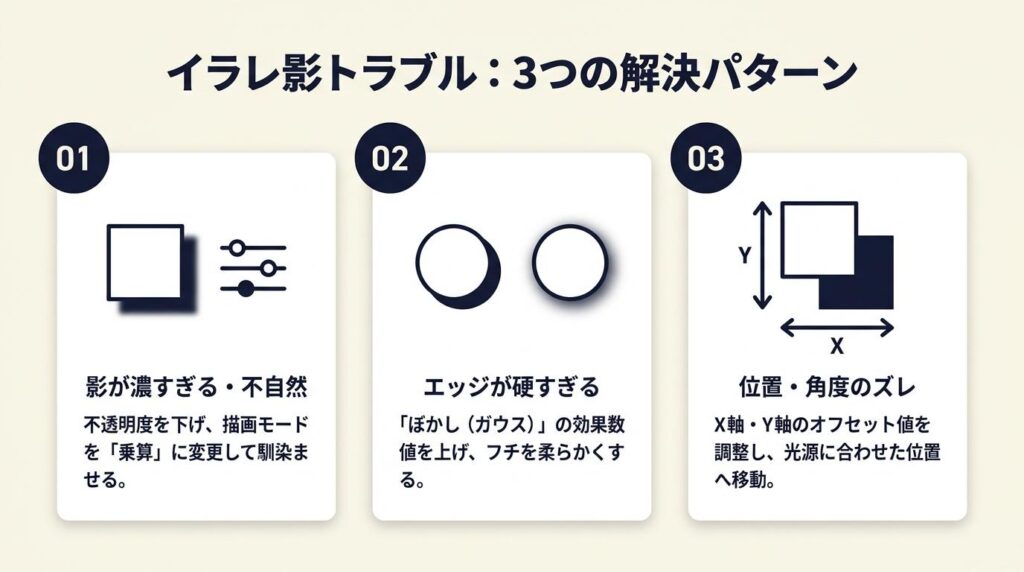 イラレ影のトラブルは3パターンで解決