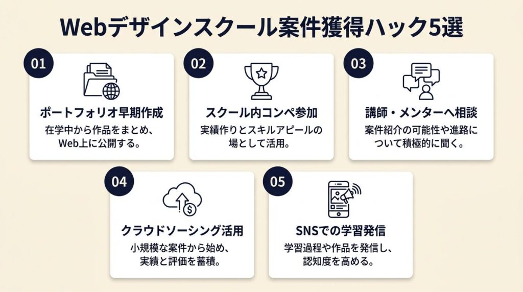 webデザインスクールで案件獲得する実務ハック5選
