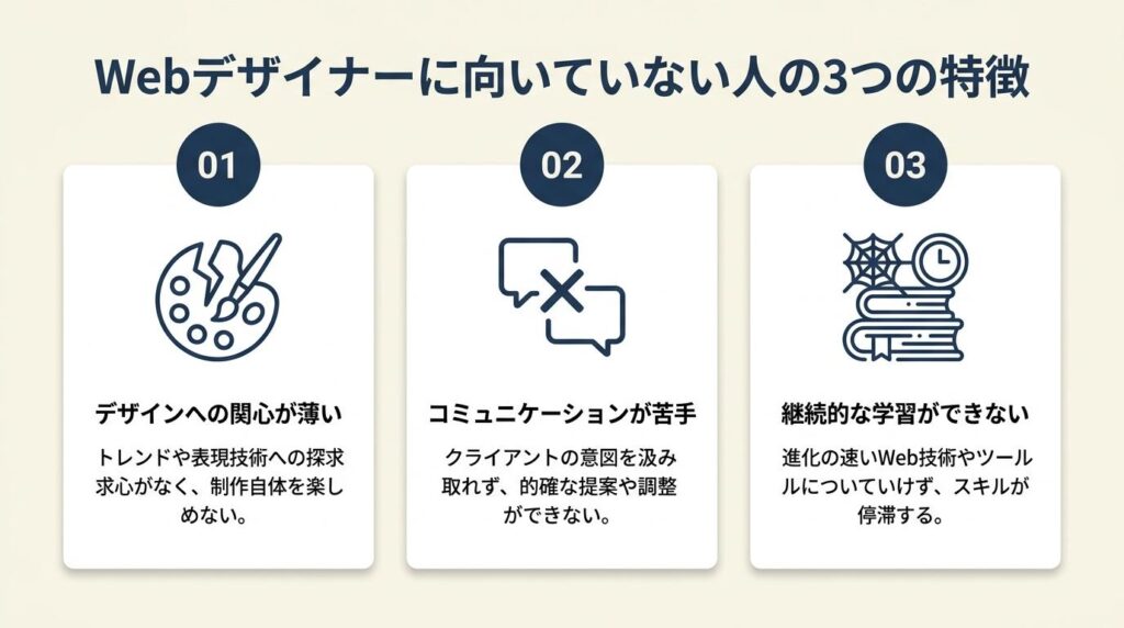 Webデザイナーに向いていない人の特徴は3パターン