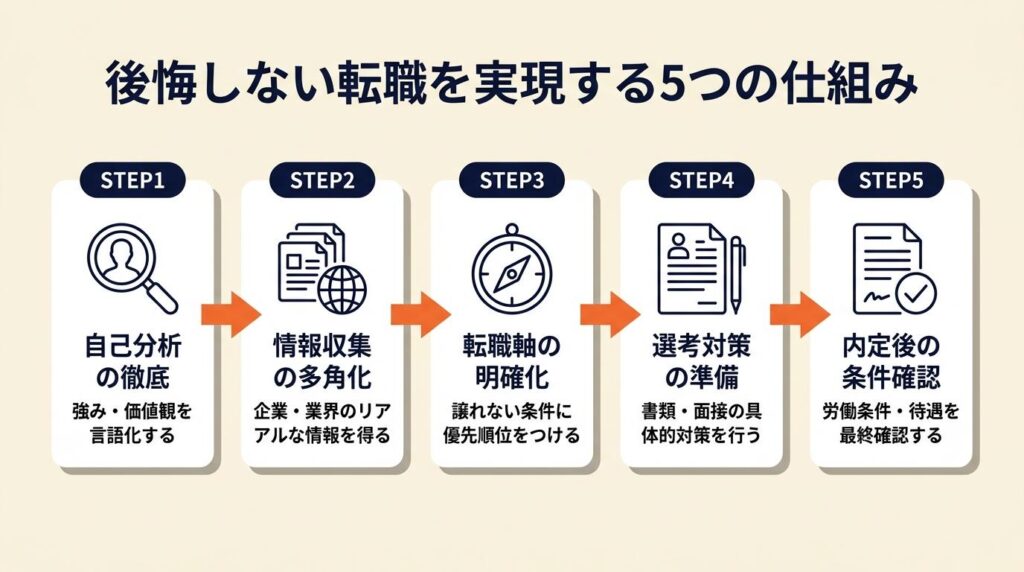 後悔しない転職は5つの仕組みで実現