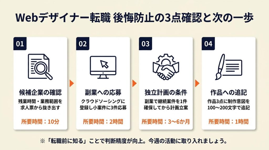 Webデザイナー転職は3点確認で後悔防止