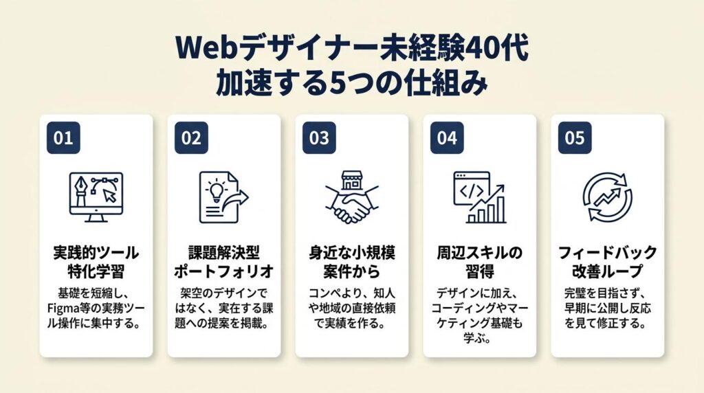 Webデザイナー未経験40代は5つの仕組みで加速