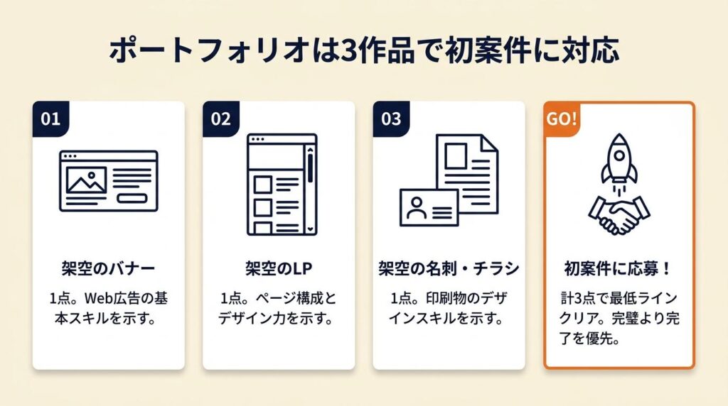 ポートフォリオは3作品で初案件に対応