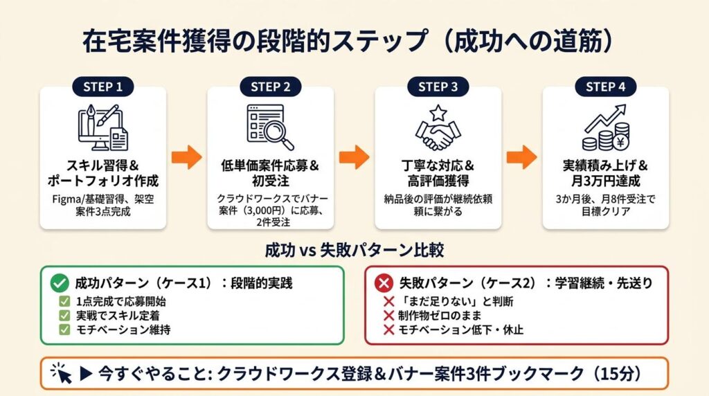 在宅案件は3サービスで段階的に獲得