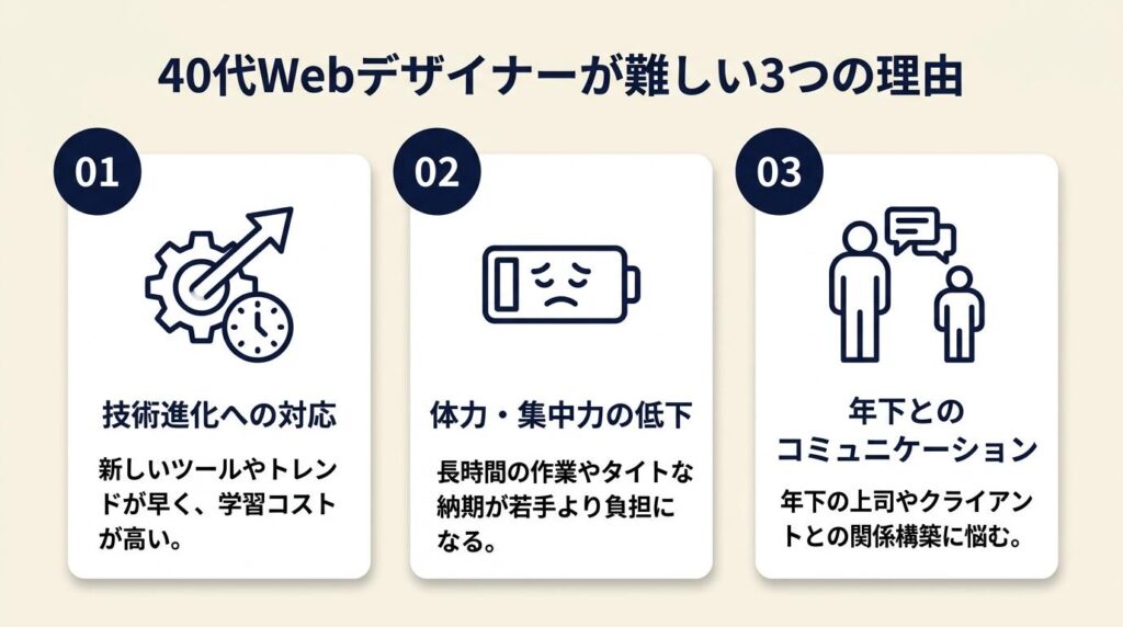 40代Webデザイナーが難しいといわれる3つの理由