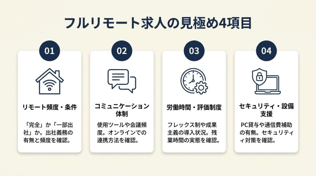 フルリモート求人は4項目で見極める