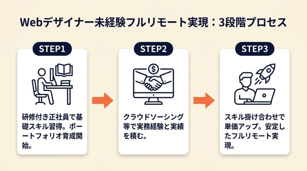 webデザイナー未経験フルリモートを実現する:3段階で確実に前進する