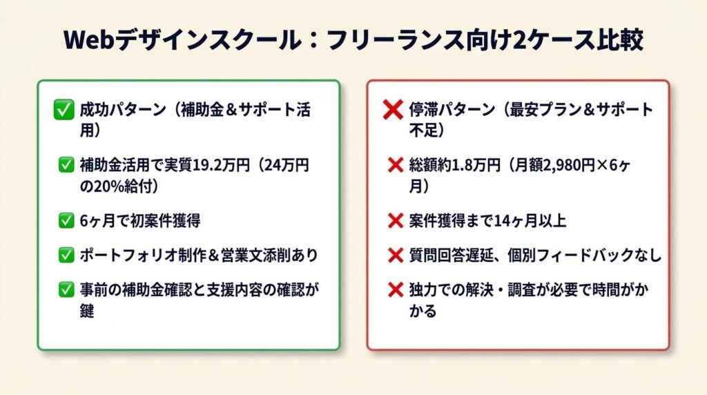 webデザインスクールをフリーランス向け2ケースで比較